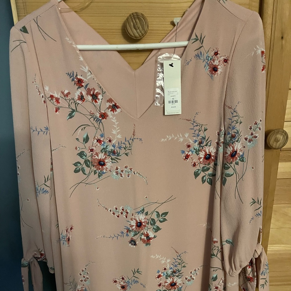 Beautiful never worn Dark pink with flowers long sleeved chiffon.